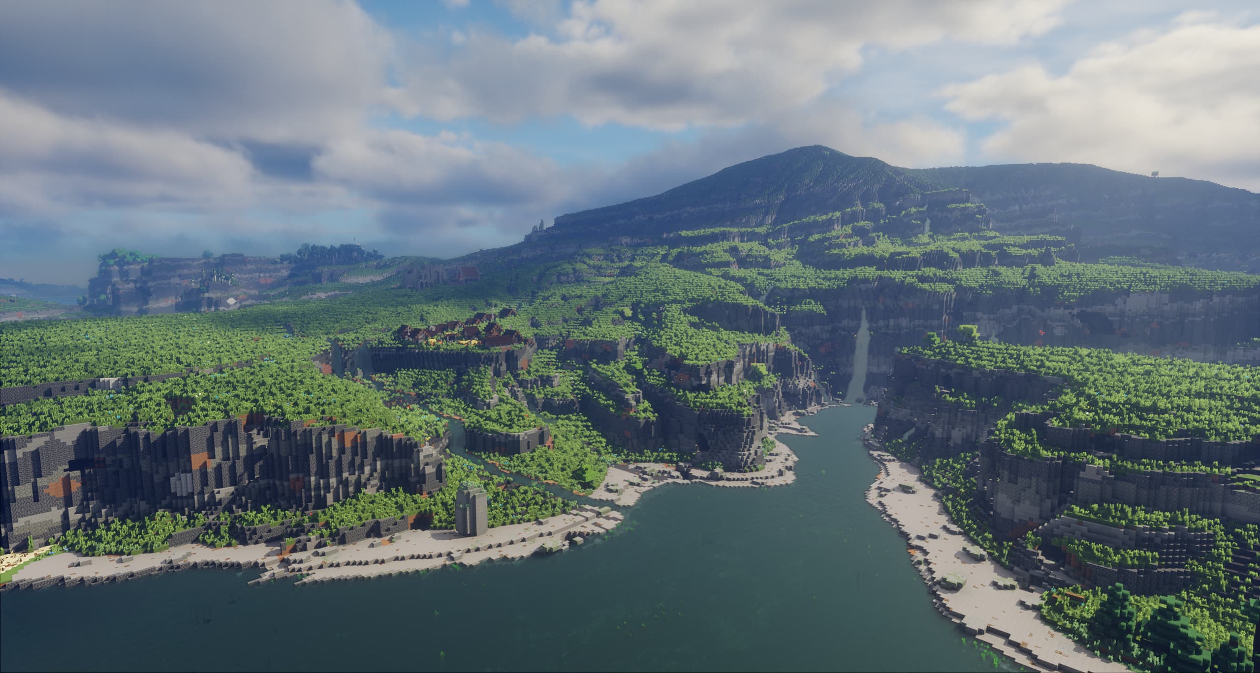 Qixalia: Green cliffs above the river mouth